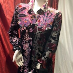 NWT medium button down shabby chic Adore long sleeve shirt